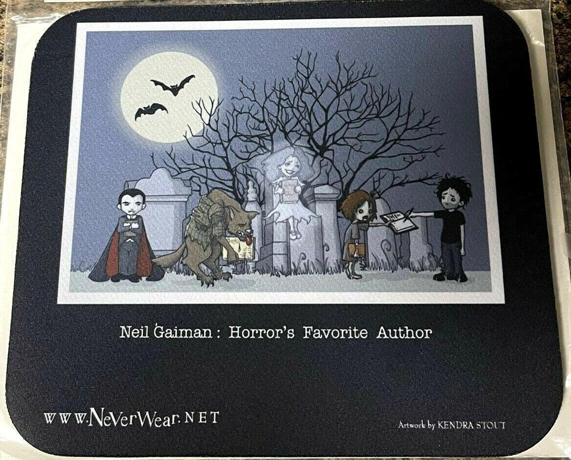 Neil Gaiman Neverwear graveyard party mouse pad (Kendra Stout art) NEW - AutographsForSale.com