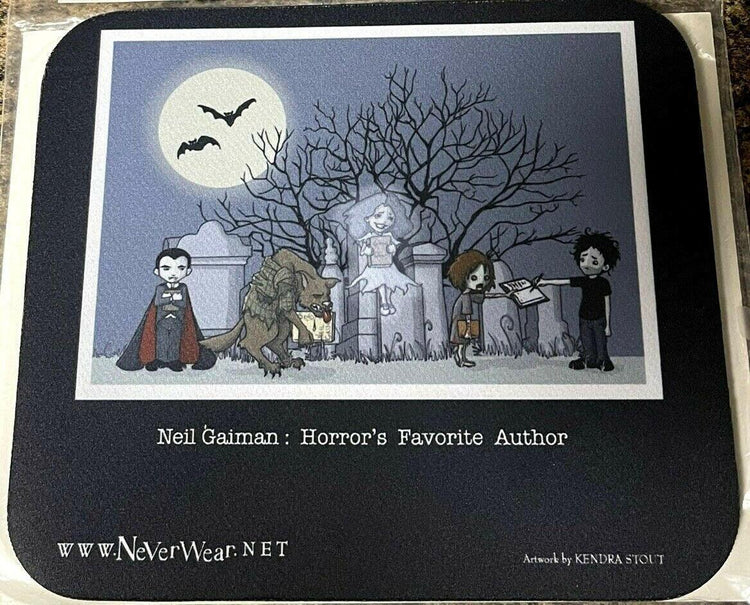 Neil Gaiman Neverwear graveyard party mouse pad (Kendra Stout art) NEW - AutographsForSale.com