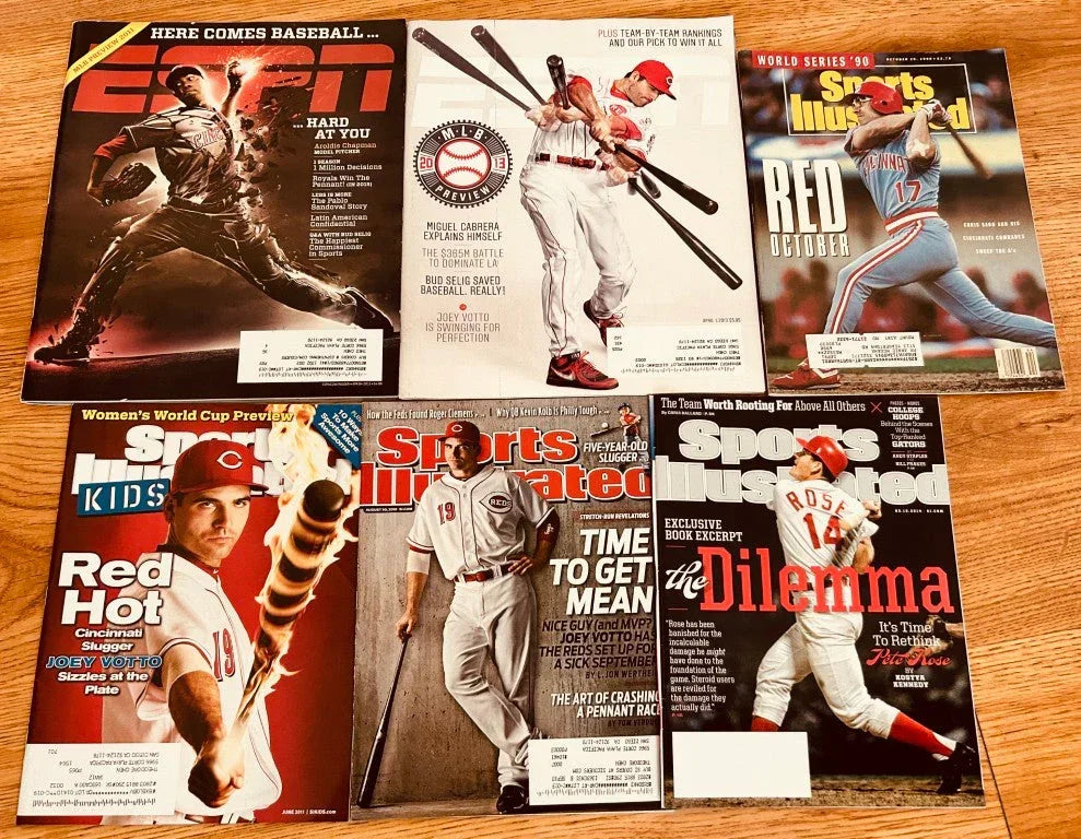 6 Reds Sports Illustrated SI for Kids & ESPN magazines Pete Rose Joey Votto Chris Sabo - AutographsForSale.com