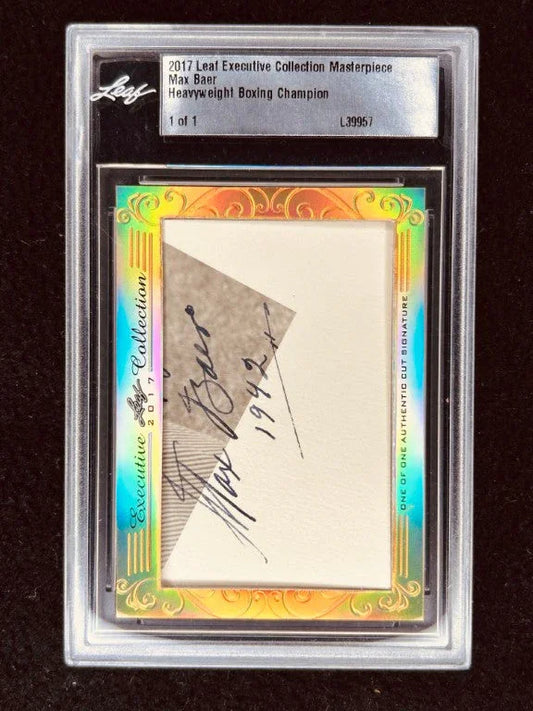Max Baer 2017 Leaf Masterpiece Cut Signature certified autograph boxing card 1/1 JSA - AutographsForSale.com