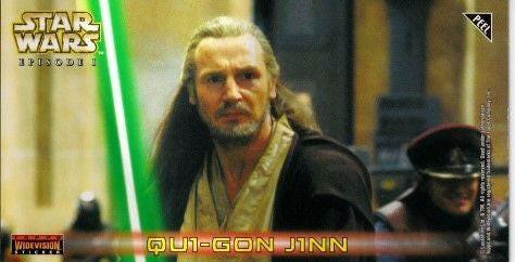 Qui Gon Jinn Star Wars Episode I Movie 1999 Topps Widevision sticker card S1 - AutographsForSale.com