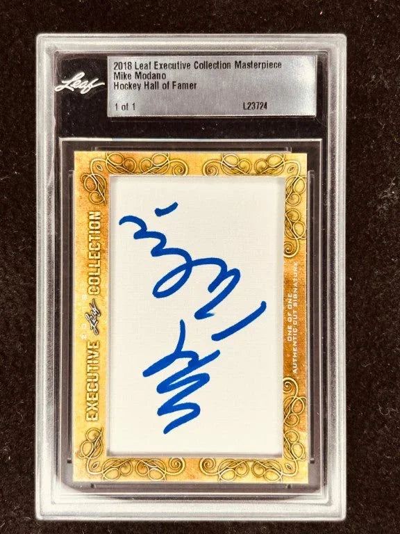 Mike Modano 2018 Leaf Masterpiece Cut Signature certified signed card 1/1 JSA Dallas Stars - AutographsForSale.com