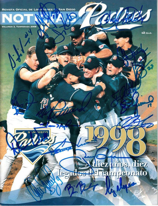1998 San Diego Padres team autographed program Tony Gwynn Trevor Hoffman Greg Vaughn JSA - AutographsForSale.com