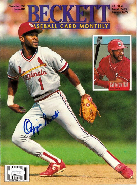 Ozzie Smith signed St Louis Cardinals 1996 Beckett Baseball cover JSA - AutographsForSale.com