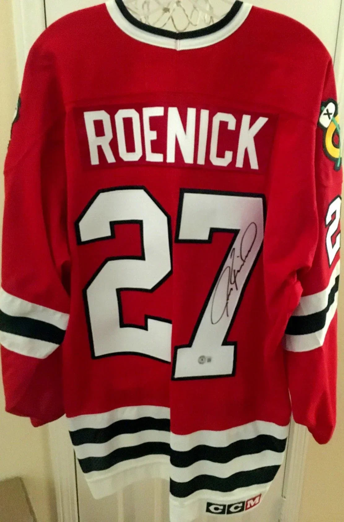 Jeremy Roenick signed Chicago Blackhawks red CCM jersey BAS - AutographsForSale.com