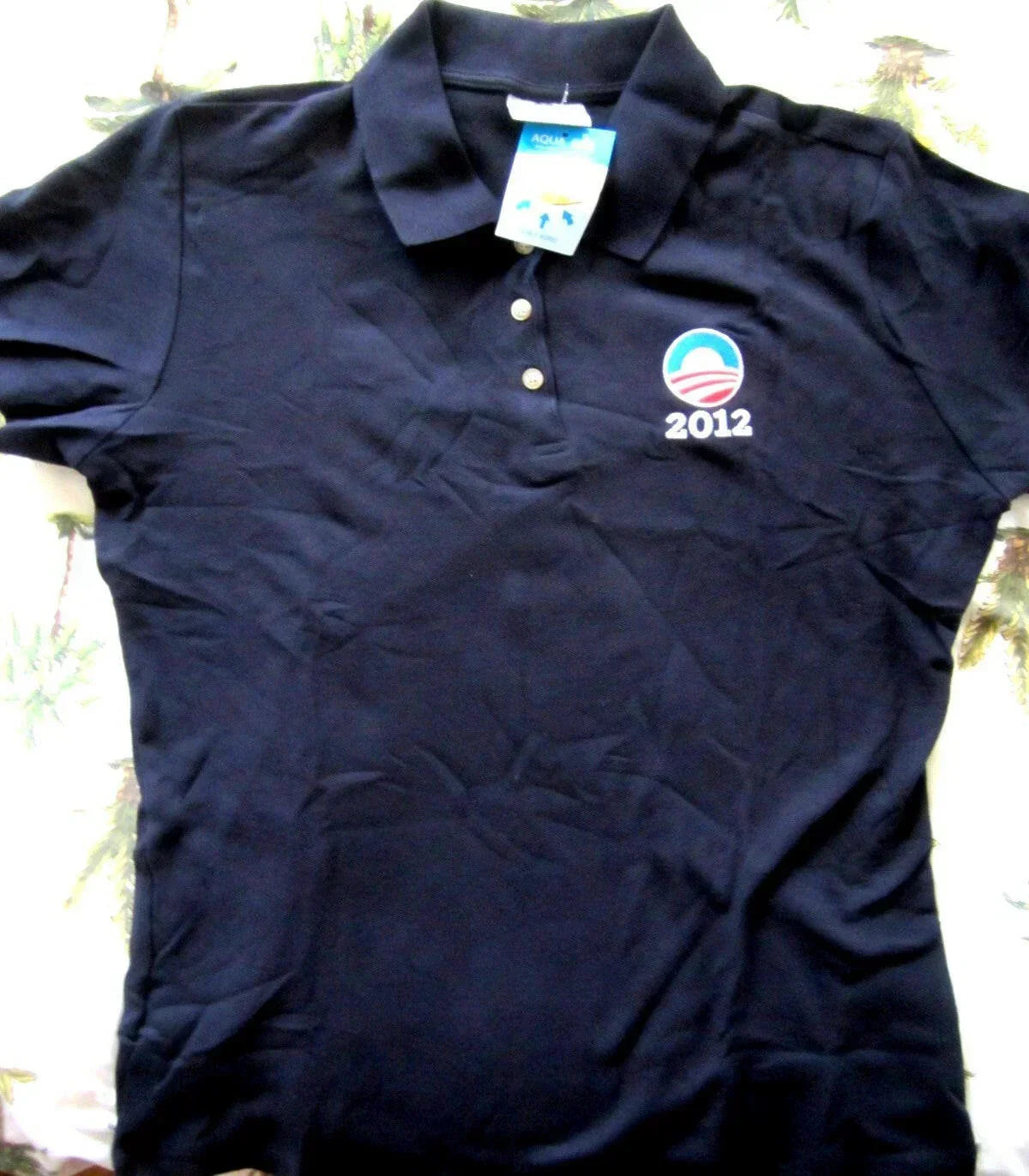 Barack Obama 2012 campaign ladies women’s black golf polo shirt NEW - AutographsForSale.com