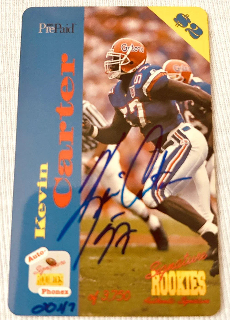 Kevin Carter certified signed Florida Gators 1995 Signature Rookies phone card - AutographsForSale.com