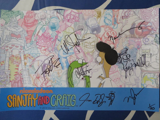 Sanjay & Craig cast signed 2014 SDCC poster Tony Hale Chris Hardwick Maulik Pancholy - AutographsForSale.com