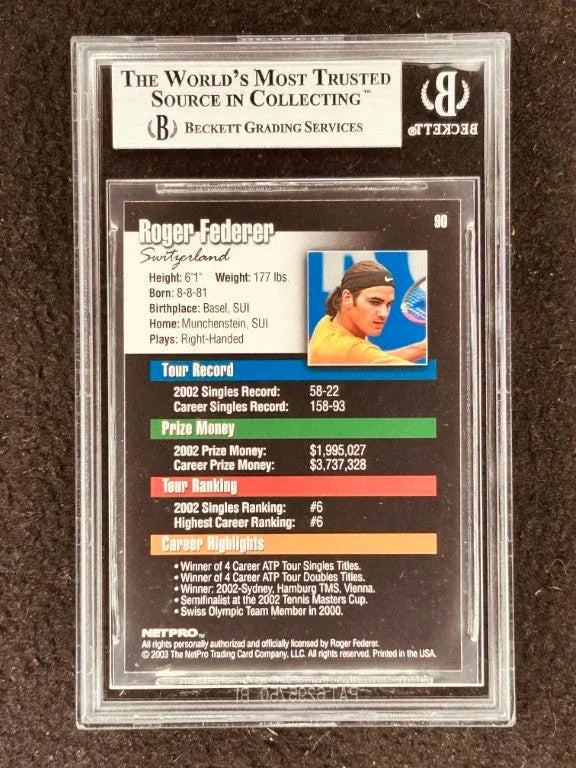 Roger Federer 2003 NetPro tennis Rookie Card BGS 9 - AutographsForSale.com