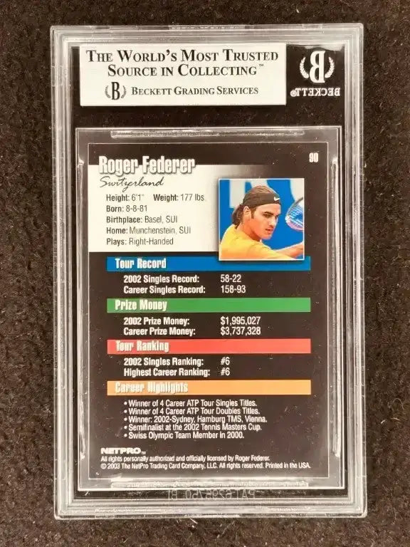 Roger Federer 2003 NetPro tennis Rookie Card BGS 9 - AutographsForSale.com