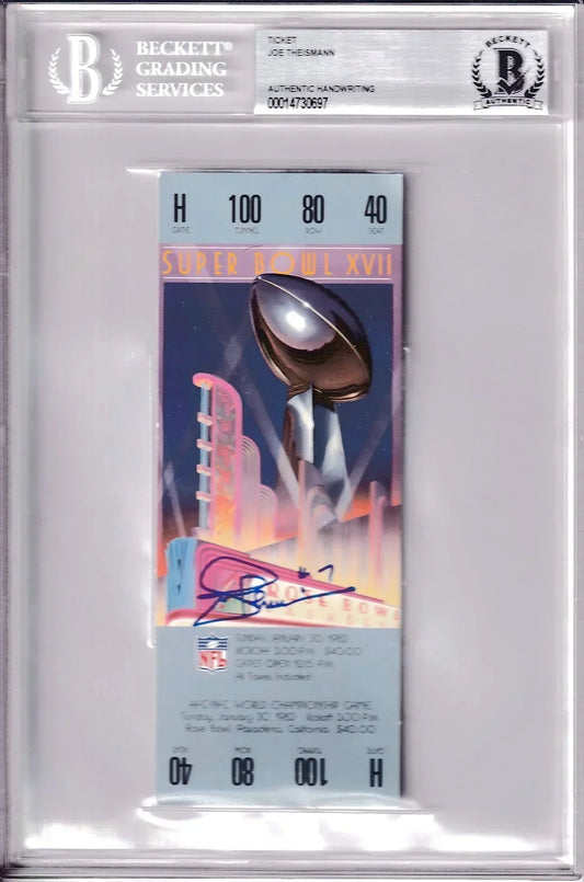 Joe Theismann signed Super Bowl 17 ticket BAS certified Redskins - AutographsForSale.com