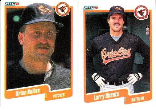 Larry Sheets & Brian Holton Orioles 1990 Fleer baseball blank back error cards - AutographsForSale.com