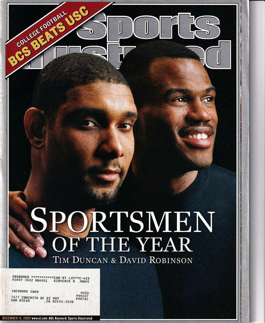 Tim Duncan and David Robinson Sportsmen of the Year 2003 Sports Illustrated magazine - AutographsForSale.com