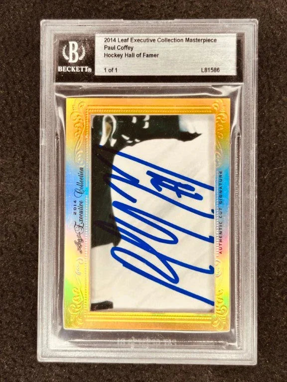 Paul Coffey 2014 Leaf Masterpiece Cut Signature certified signed card 1/1 JSA Edmonton Oilers Penguins - AutographsForSale.com