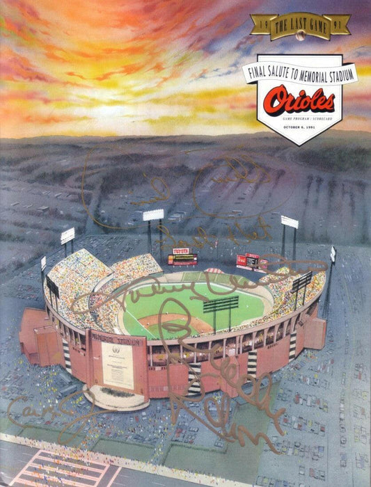 Cal Ripken Brooks Robinson Johnny Unitas Cecil Fielder signed Orioles Memorial Stadium 1991 Last program JSA - AutographsForSale.com