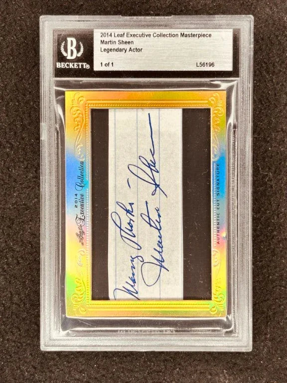 Martin Sheen 2014 Leaf Masterpiece Cut Signature certified signed card 1/1 JSA West Wing - AutographsForSale.com