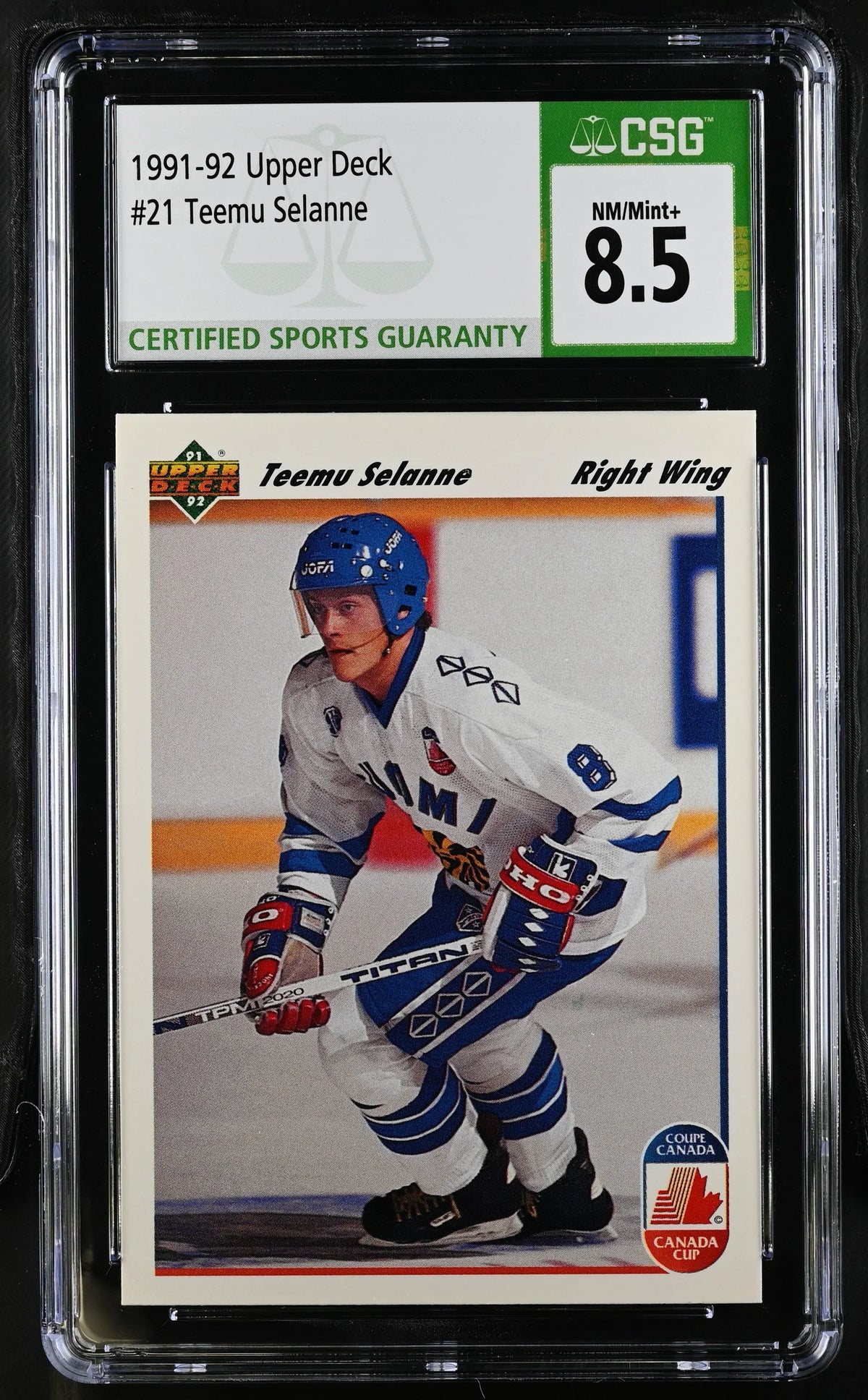 Teemu Selanne Finland 1991-92 Upper Deck RC 21 CSG 8.5 - AutographsForSale.com