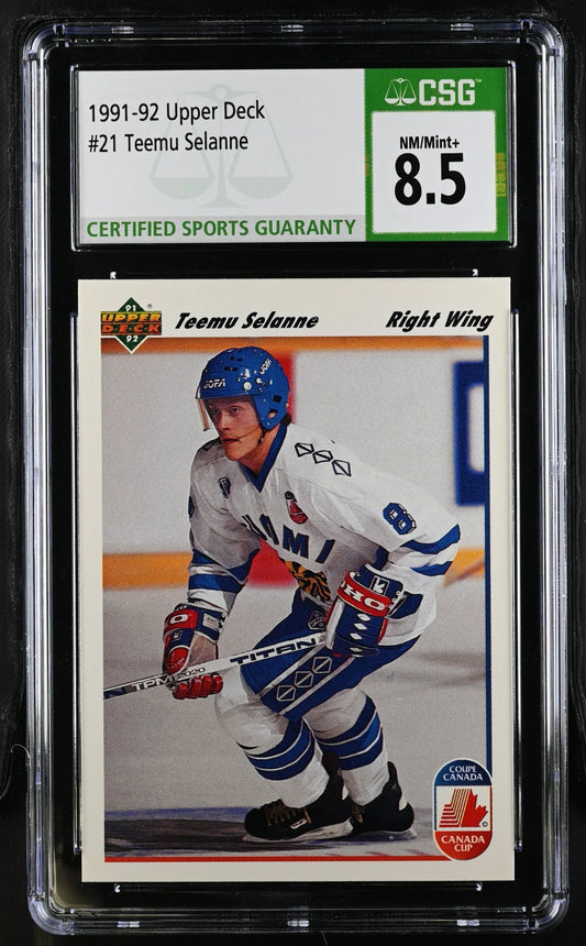 Teemu Selanne Finland 1991-92 Upper Deck RC 21 CSG 8.5 - AutographsForSale.com
