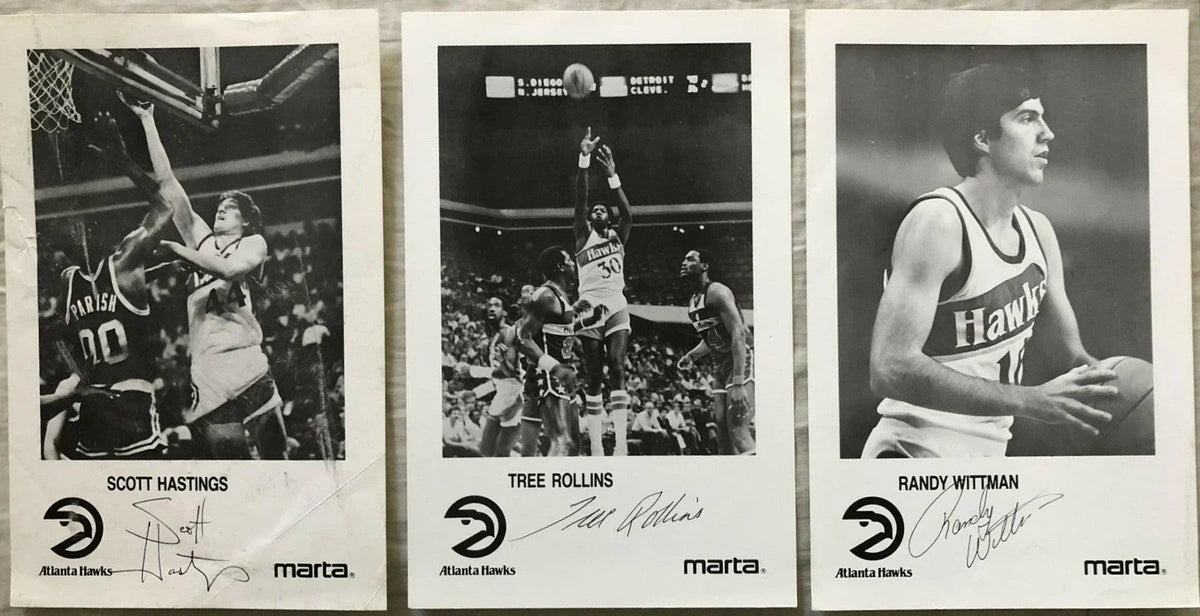 3 1986-87 Atlanta Hawks signed photos Scott Hastings Tree Rollins Randy Wittman - AutographsForSale.com