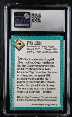 Ivan Lendl 1989 SI for Kids tennis card CSG grade 9 MT - AutographsForSale.com
