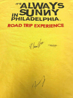 Its Always Sunny In Philadelphia Cast signed T Shirt Glenn Howerton Rob Mcelhenney Kaitlin Olson JSA - AutographsForSale.com
