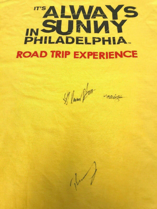 Its Always Sunny In Philadelphia Cast signed T Shirt Glenn Howerton Rob Mcelhenney Kaitlin Olson JSA - AutographsForSale.com
