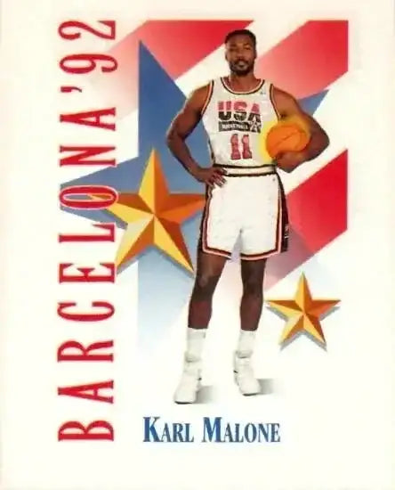 Karl Malone 1991-92 SkyBox USA Dream Team Mark and See mini card - AutographsForSale.com