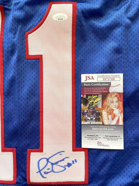Phil Simms signed NY Giants Apex blue game model jersey JSA - AutographsForSale.com