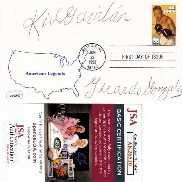 Kid Gavilan signed 1993 Joe Louis 1st Day cover signed Gerardo Gonzalez JSA - AutographsForSale.com