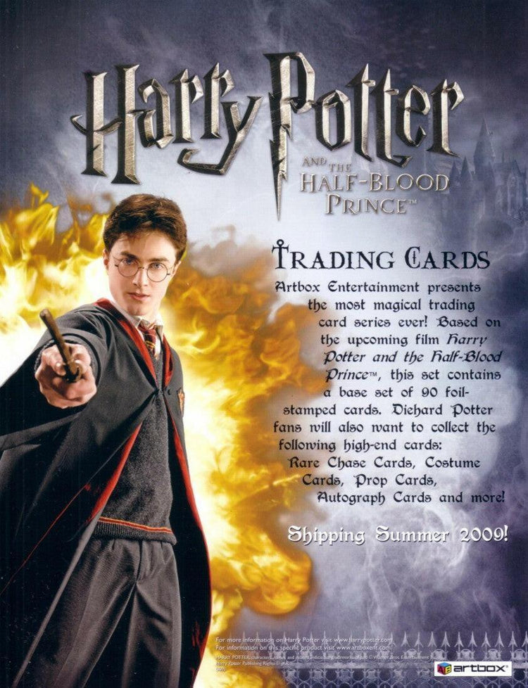 Harry Potter & Half-Blood Prince 2009 ArtBox card 8.5x11 sell sheet - AutographsForSale.com