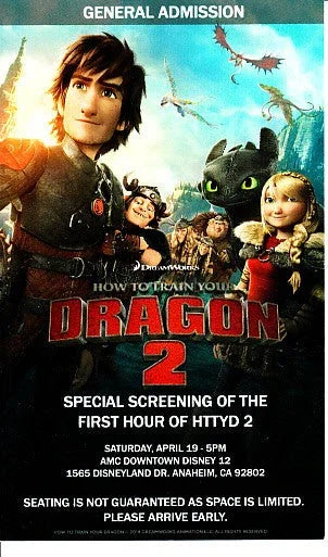 How to Train Your Dragon 2 2014 Wondercon movie screening pass or promo card - AutographsForSale.com