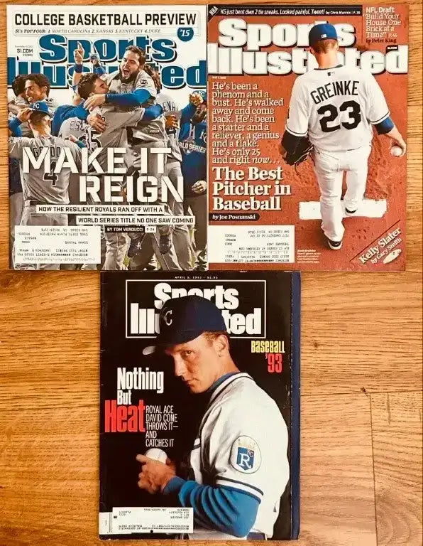 3 KC Royals Sports Illustrated magazines 2015 WS Champs David Cone Zack Greinke - AutographsForSale.com