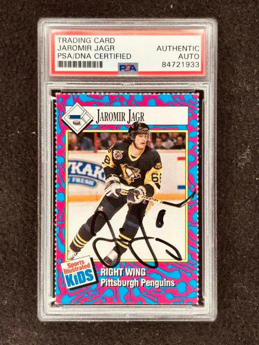 Jaromir Jagr autographed Pittsburgh Penguins 1993 Sports Illustrated for Kids card PSA/DNA slabbed - AutographsForSale.com