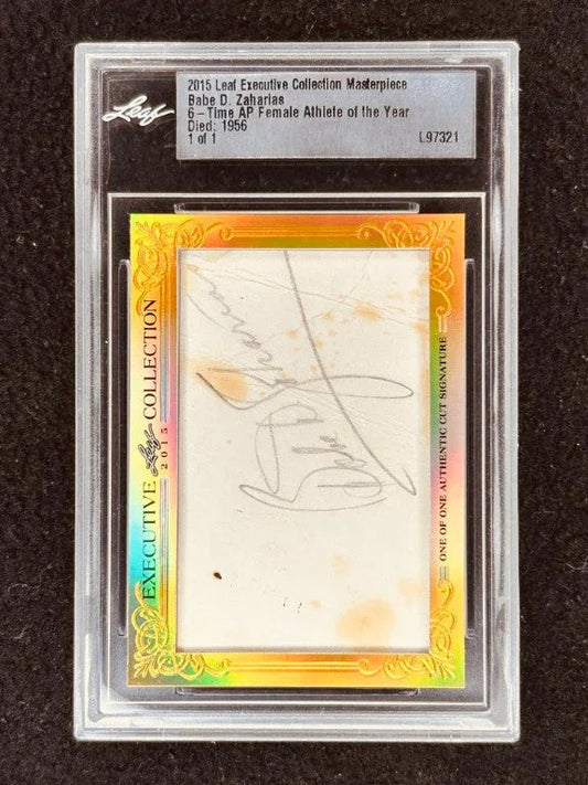 Babe Didrikson Zaharias 2015 Leaf Masterpiece cut signature certified autograph card 1/1 PSA/DNA - AutographsForSale.com