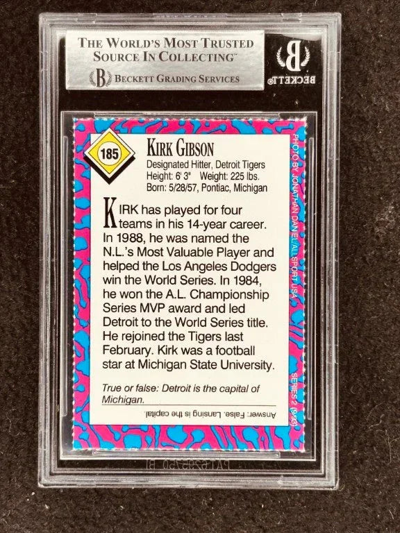 Kirk Gibson signed Detroit Tigers 1993 SI for Kids card BAS - AutographsForSale.com