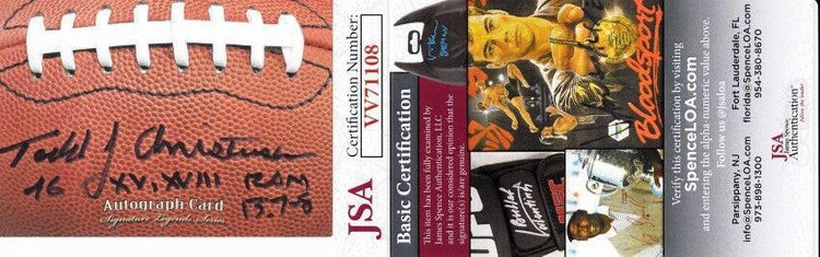 Todd Christensen signed Signature Legends card w/ XV XVIII JSA Raiders - AutographsForSale.com