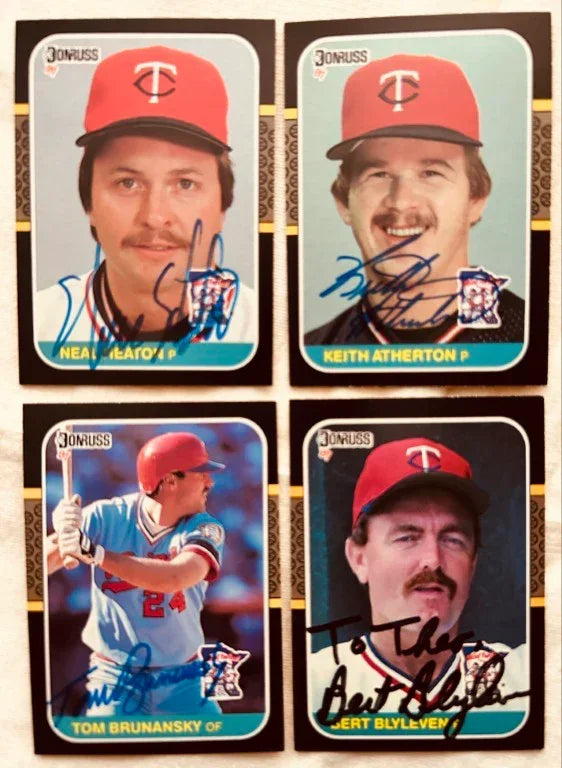 4 signed 1987 Donruss Minnesota Twins cards Bert Blyleven Tom Brunansky - AutographsForSale.com