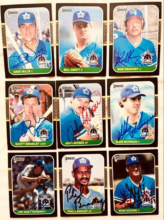 9 signed 1987 Donruss Mariners cards Phil Bradley Mike Moore Dave Valle - AutographsForSale.com