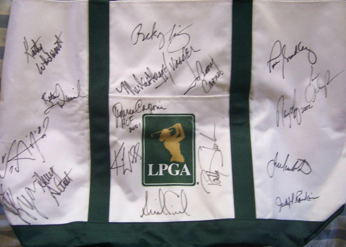LPGA golf bag signed by 17 greats Nancy Lopez Lorena Ochoa Annika Sorenstam - AutographsForSale.com