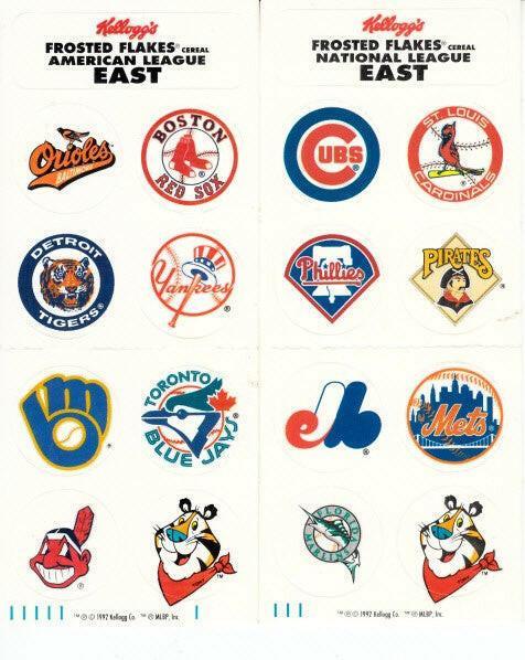 Kellogg’s Frosted Flakes AL East & NL East logo sticker set - AutographsForSale.com