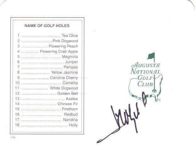 Jose Maria Olazabal autographed Augusta National Masters scorecard - AutographsForSale.com