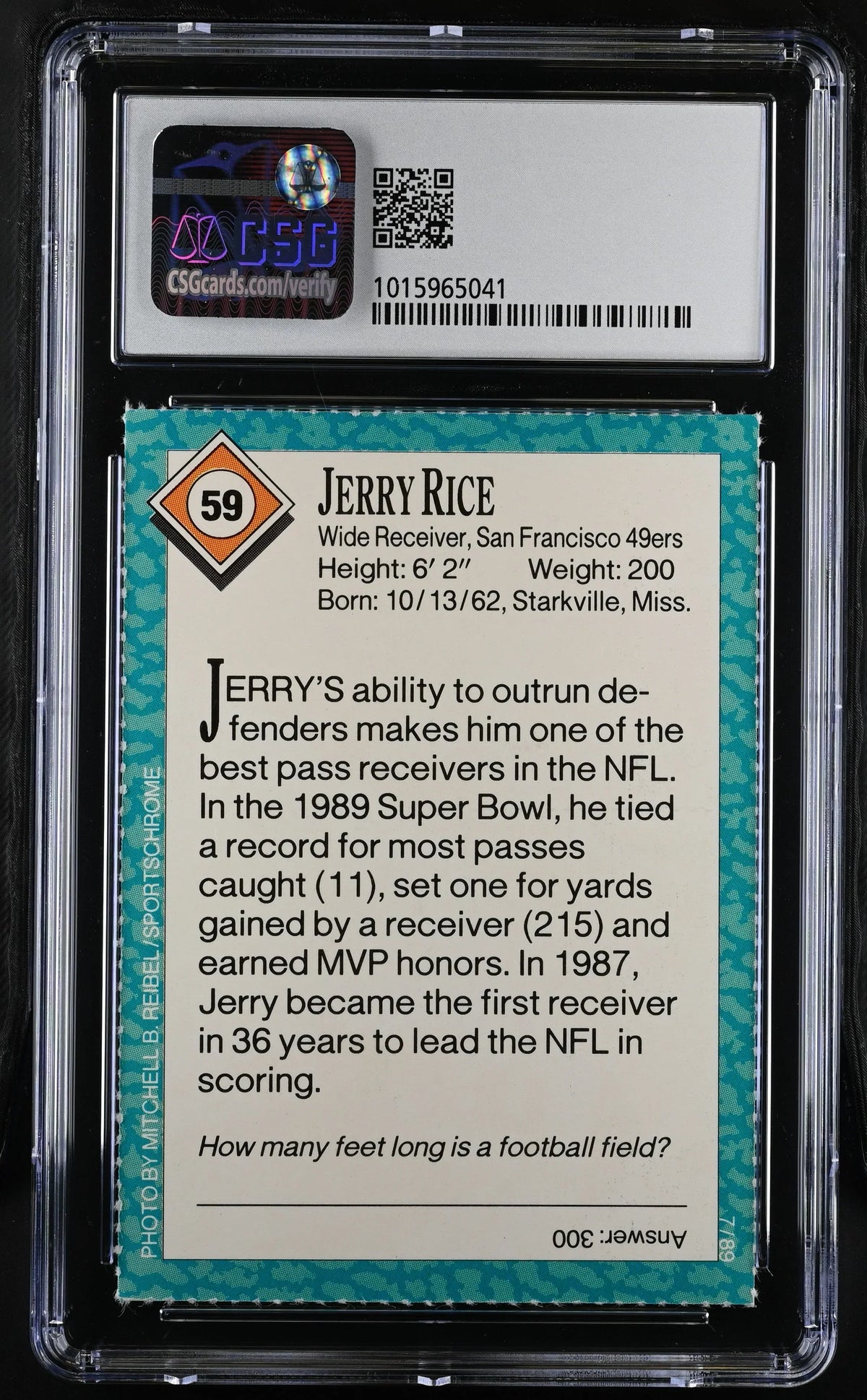Jerry Rice SF 49ers 1989 SI for Kids card CSG 9.5 MT+ - AutographsForSale.com