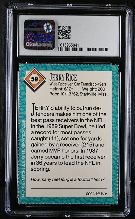 Jerry Rice SF 49ers 1989 SI for Kids card CSG 9.5 MT+ - AutographsForSale.com