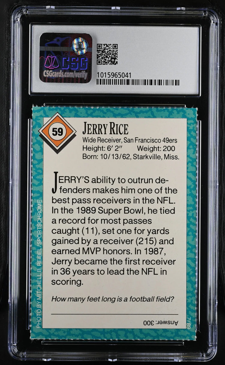 Jerry Rice SF 49ers 1989 SI for Kids card CSG 9.5 MT+ - AutographsForSale.com