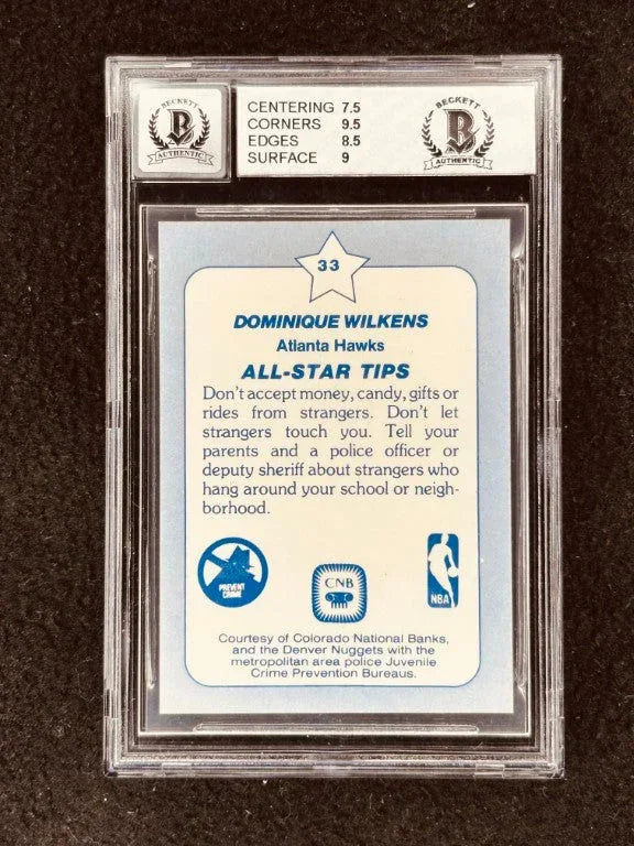 Dominique Wilkins autographed Atlanta Hawks 1984 Star All-Star Game Rookie Card Graded BGS 8 BAS slabbed - AutographsForSale.com