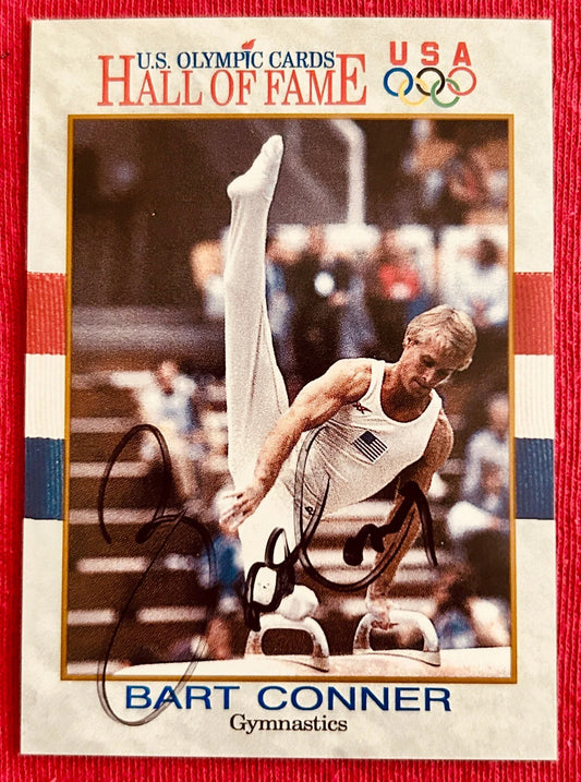 Bart Conner signed gymnastics 1991 US Olympic Hall of Fame card - AutographsForSale.com