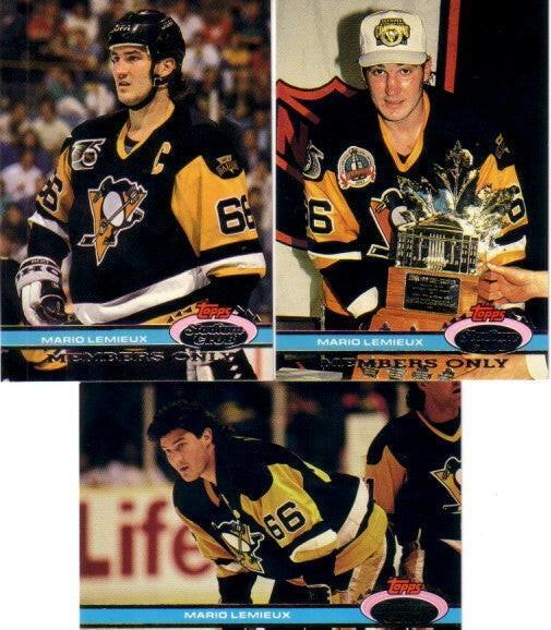 Mario Lemieux Pittsburgh Penguins 1991-92 Stadium Club Charter Member Members Only 3 card set - AutographsForSale.com