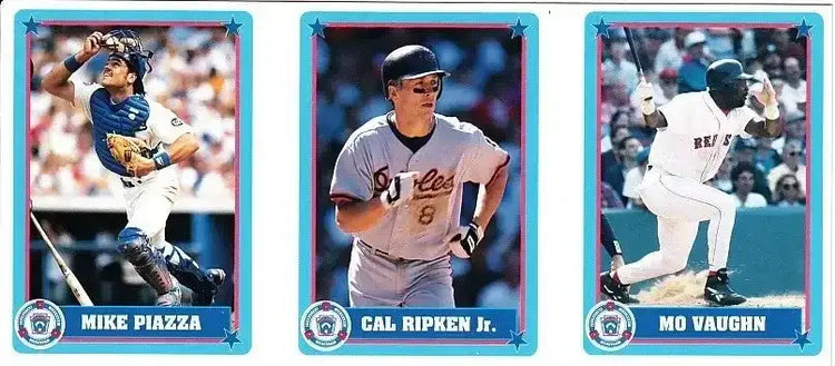 Cal Ripken Mike Piazza Mo Vaughn 1993 US DOT Little League 3 card panel - AutographsForSale.com