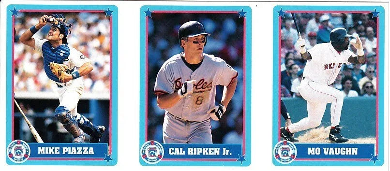 Cal Ripken Mike Piazza Mo Vaughn 1993 US DOT Little League 3 card panel - AutographsForSale.com