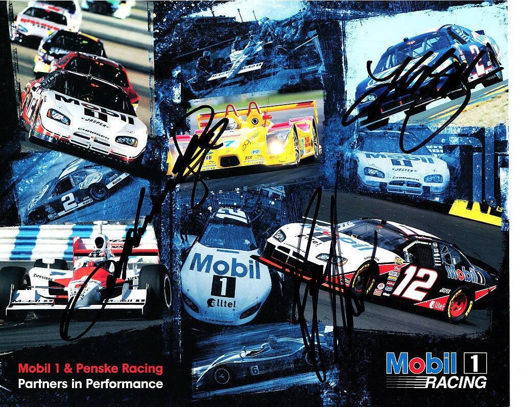 Kurt Busch Sam Hornish Jr Ryan Newman signed 2007 Mobil Racing 8x10 NASCAR photo card - AutographsForSale.com